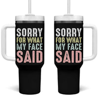 Sorry for What My Face Said Tumbler With Handle Retro Funny Mood Sarcastic Resting Face - Wonder Print Shop