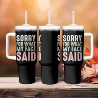 Sorry for What My Face Said Tumbler With Handle Retro Funny Mood Sarcastic Resting Face - Wonder Print Shop