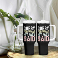Sorry for What My Face Said Tumbler With Handle Retro Funny Mood Sarcastic Resting Face - Wonder Print Shop