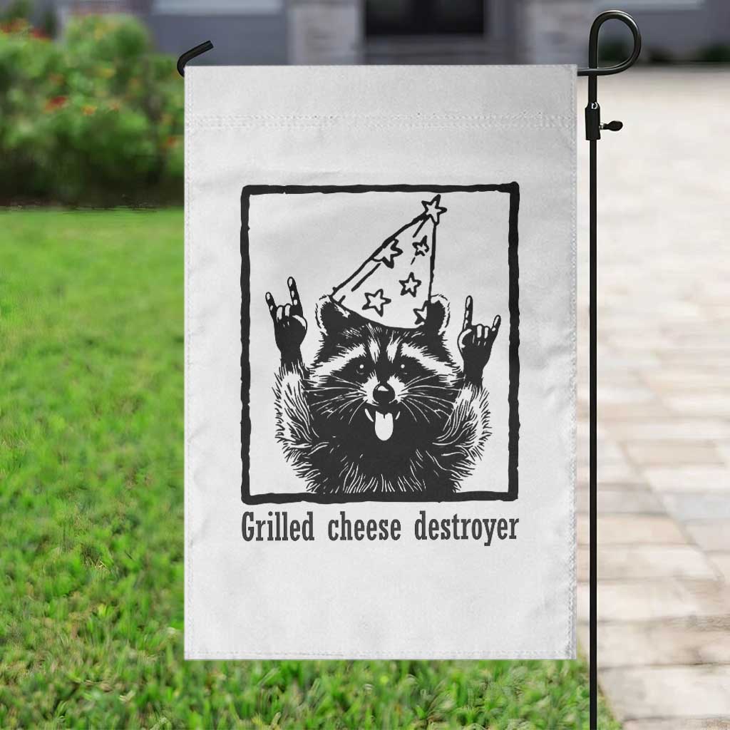 Vintage Raccoon Garden Flag Retro Silly Trash Panda Meme - Wonder Print Shop