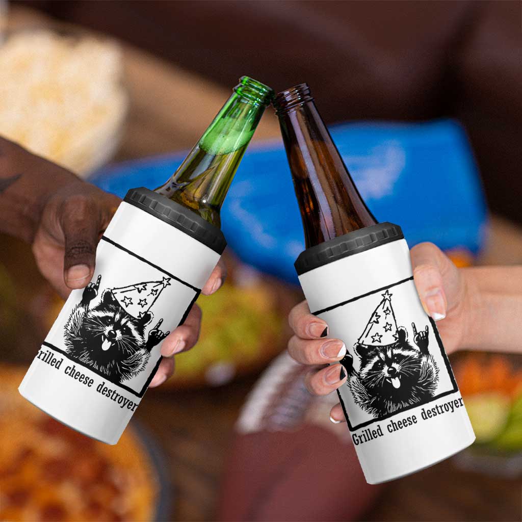Vintage Raccoon 4 in 1 Can Cooler Tumbler Retro Silly Trash Panda Meme - Wonder Print Shop