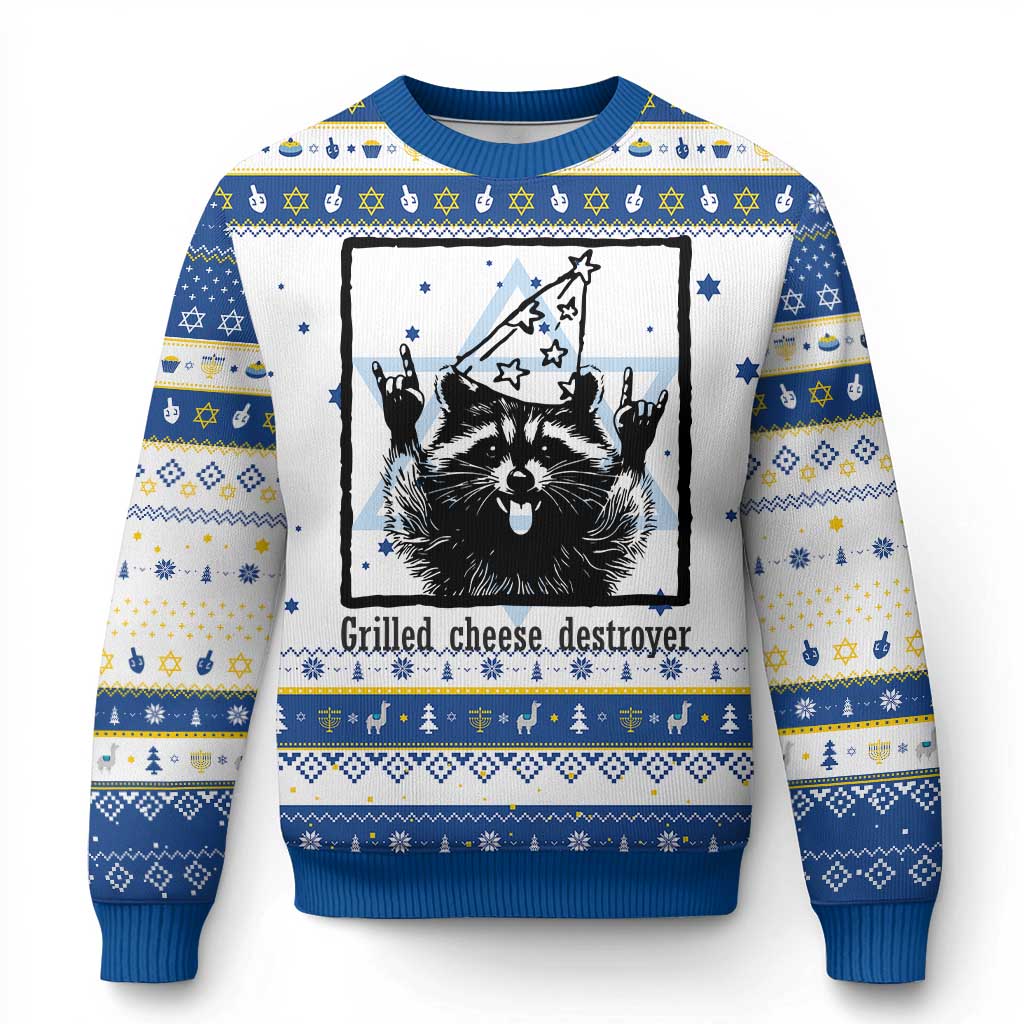 Vintage Raccoon Hanukkah Ugly Sweater Retro Silly Trash Panda Meme - Wonder Print Shop