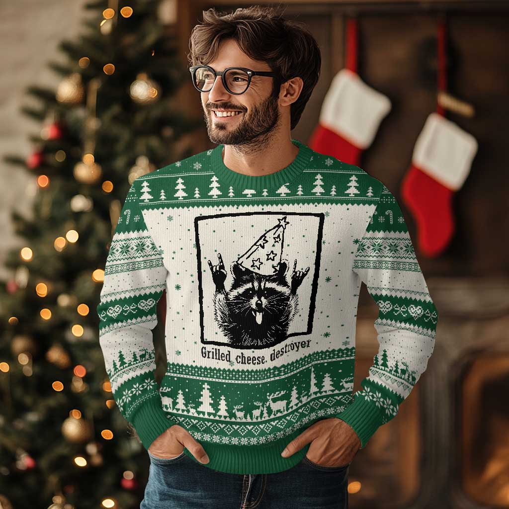 Vintage Raccoon Ugly Christmas Sweater Retro Silly Trash Panda Meme - Wonder Print Shop