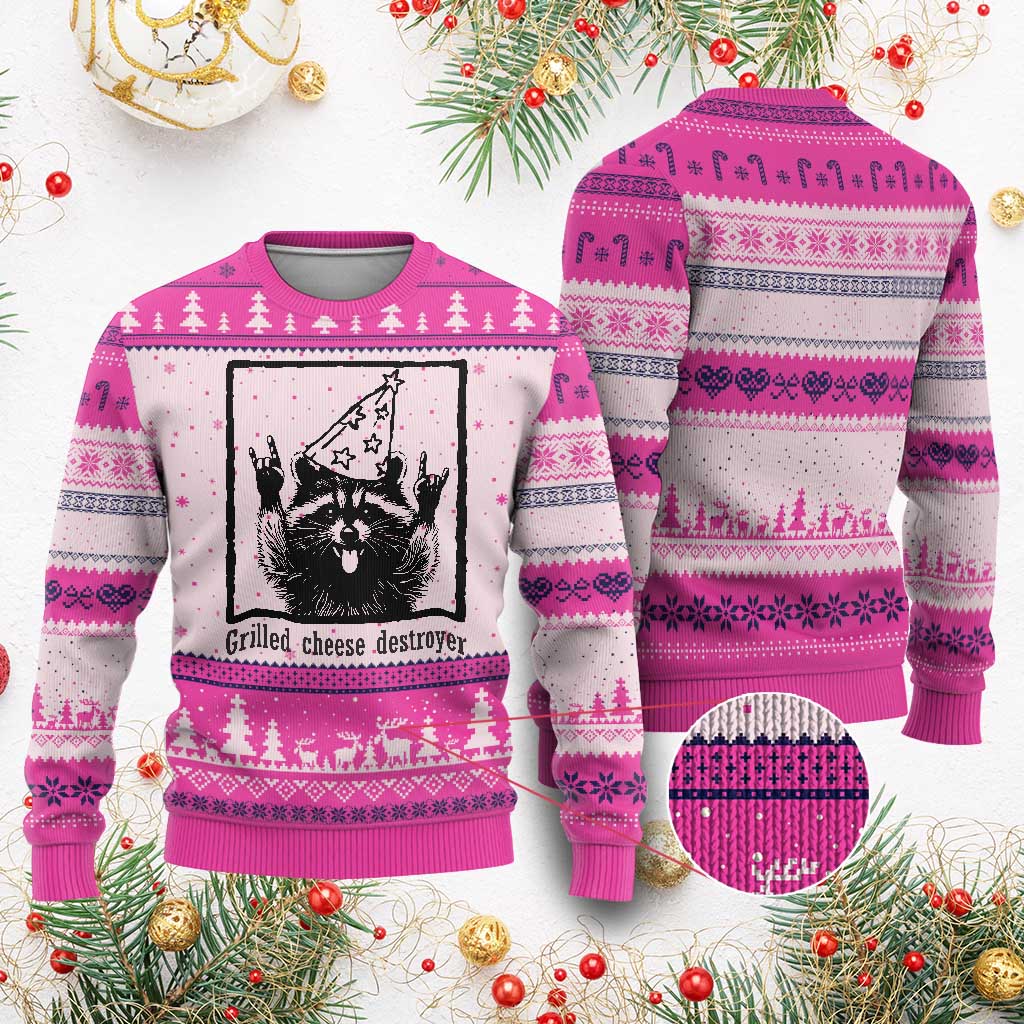Vintage Raccoon Ugly Christmas Sweater Retro Silly Trash Panda Meme - Wonder Print Shop