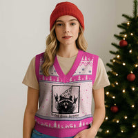 Vintage Raccoon V-Neck Knit Sweater Vest Retro Silly Trash Panda Meme - Wonder Print Shop