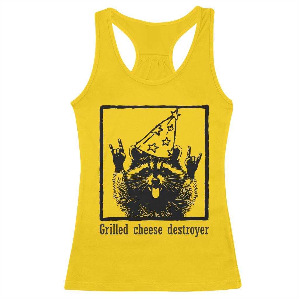 Vintage Raccoon Racerback Tank Top Retro Silly Trash Panda Meme - Wonder Print Shop