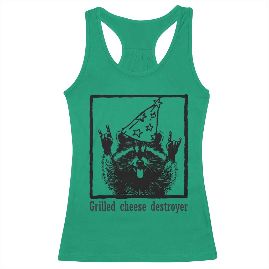 Vintage Raccoon Racerback Tank Top Retro Silly Trash Panda Meme - Wonder Print Shop