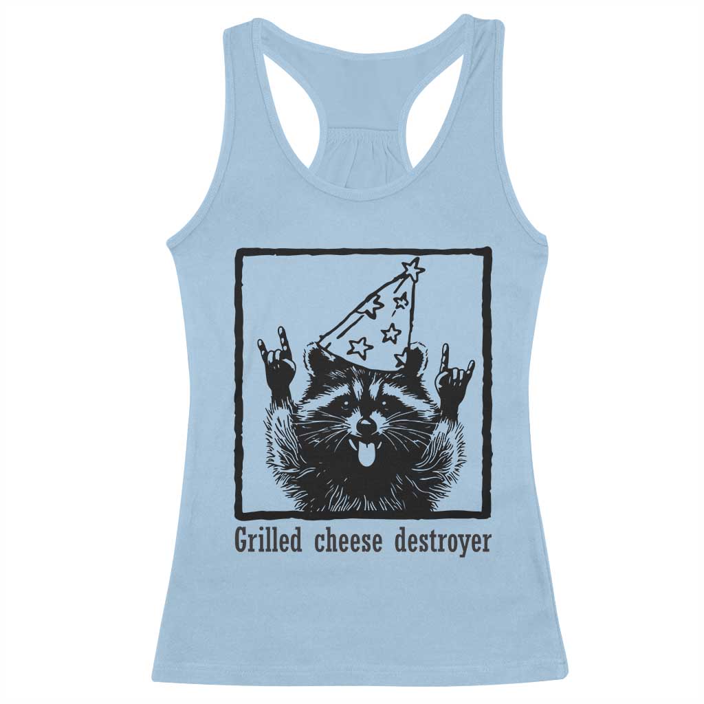 Vintage Raccoon Racerback Tank Top Retro Silly Trash Panda Meme - Wonder Print Shop