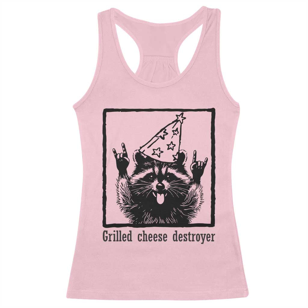 Vintage Raccoon Racerback Tank Top Retro Silly Trash Panda Meme - Wonder Print Shop
