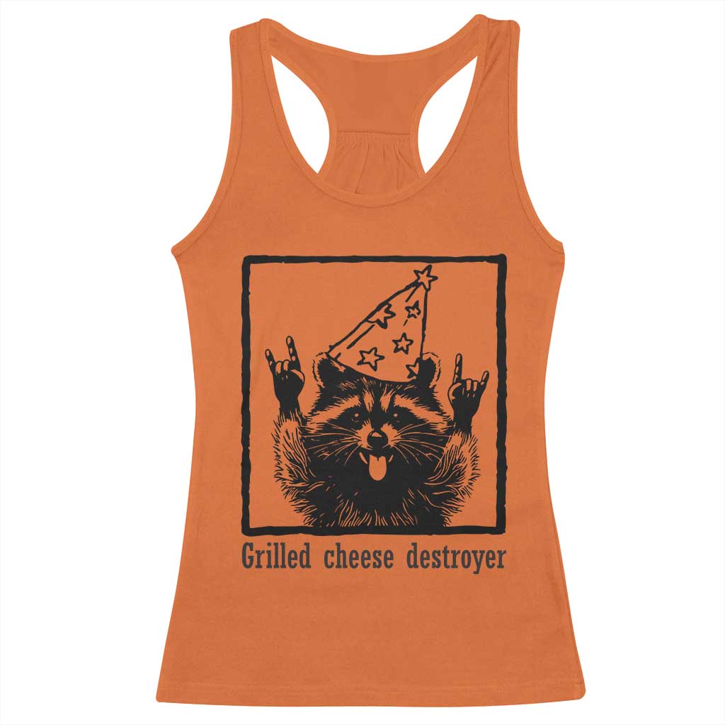 Vintage Raccoon Racerback Tank Top Retro Silly Trash Panda Meme - Wonder Print Shop