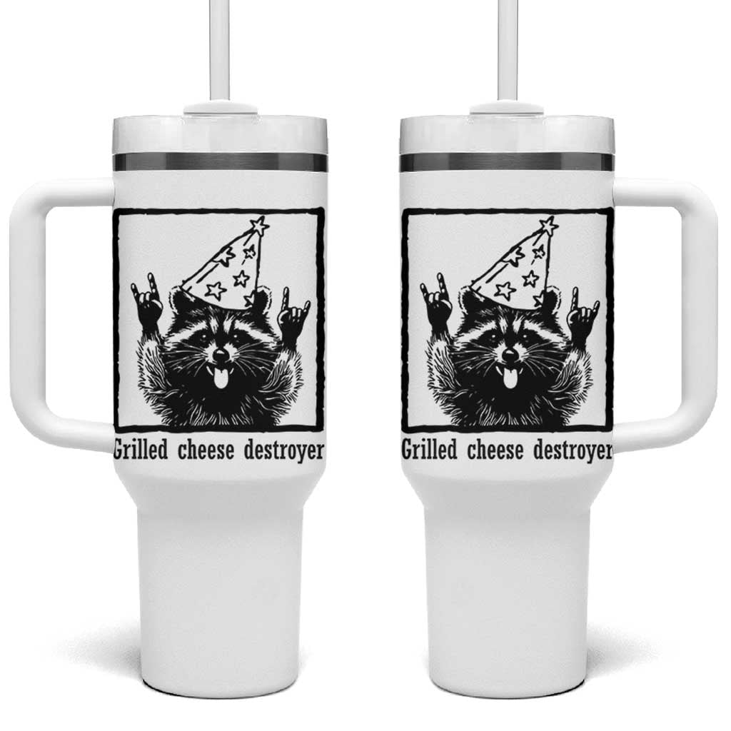 Vintage Raccoon Tumbler With Handle Retro Silly Trash Panda Meme - Wonder Print Shop