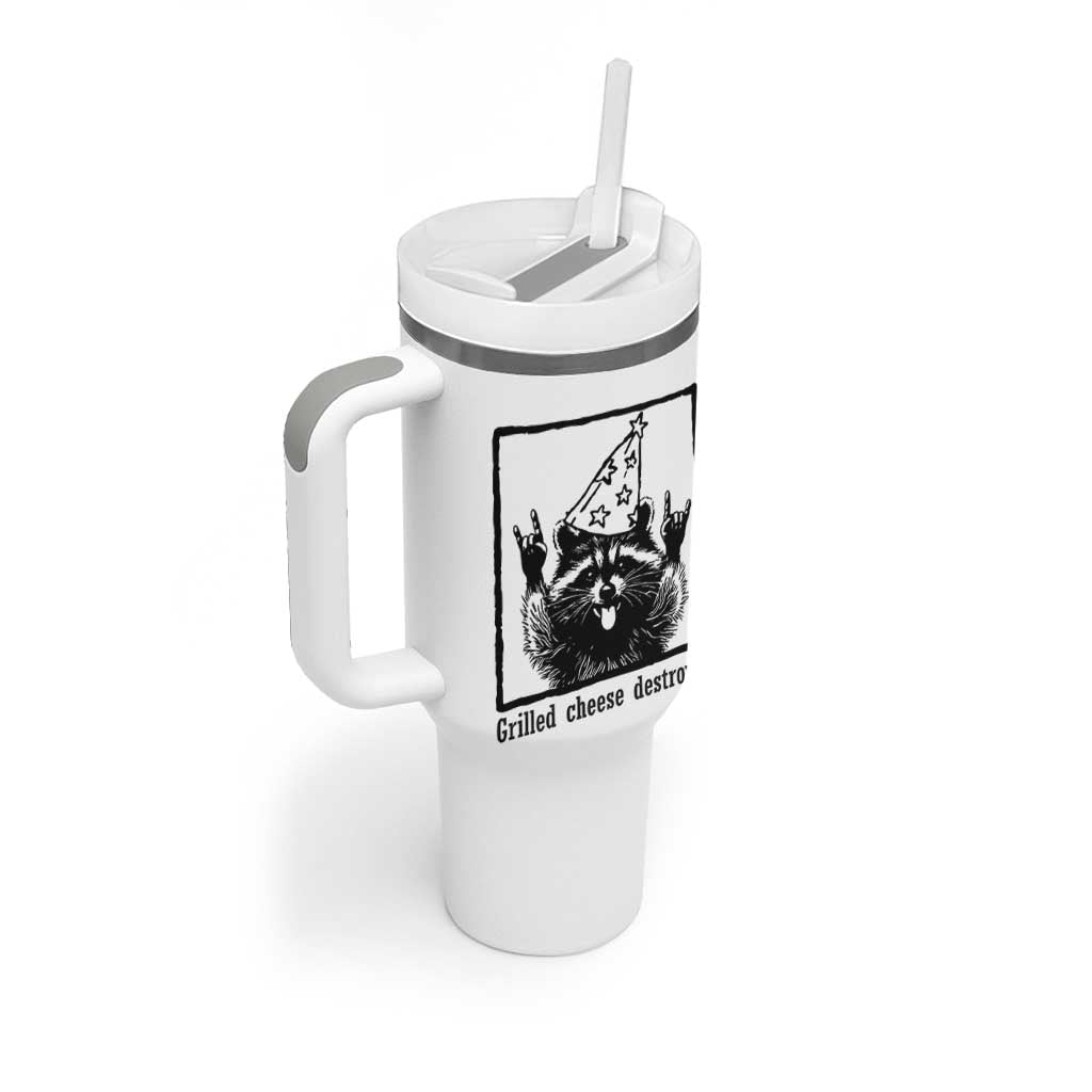 Vintage Raccoon Tumbler With Handle Retro Silly Trash Panda Meme - Wonder Print Shop