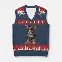 Bunny Puerto Rican Flag V-Neck Knit Sweater Vest Puerto Rican Taino Boricua Vibes