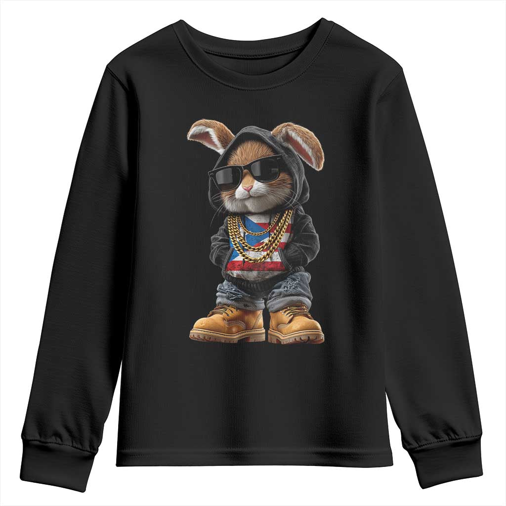 Bunny Puerto Rican Flag Youth Sweatshirt Puerto Rican Taino Boricua Vibes