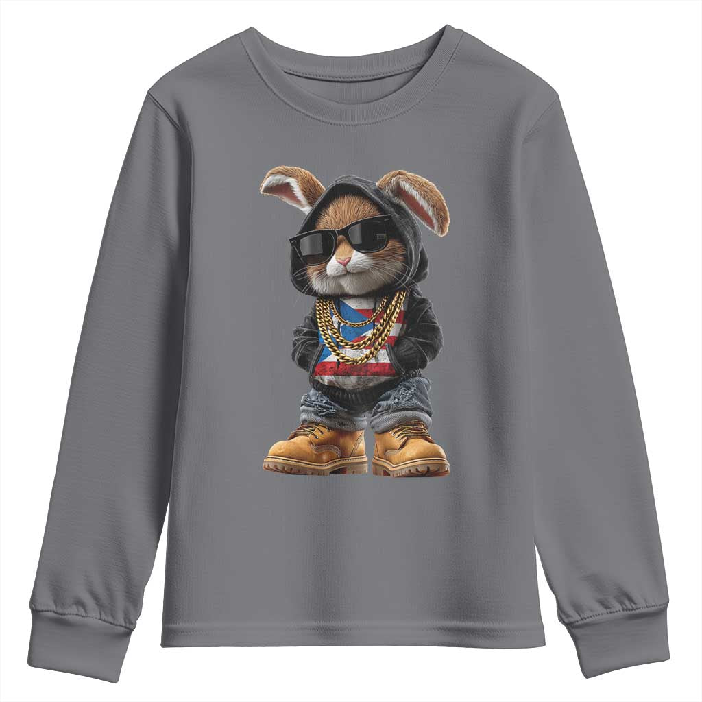 Bunny Puerto Rican Flag Youth Sweatshirt Puerto Rican Taino Boricua Vibes