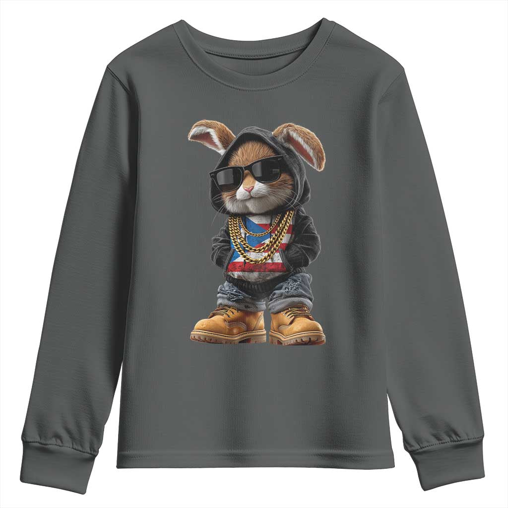 Bunny Puerto Rican Flag Youth Sweatshirt Puerto Rican Taino Boricua Vibes