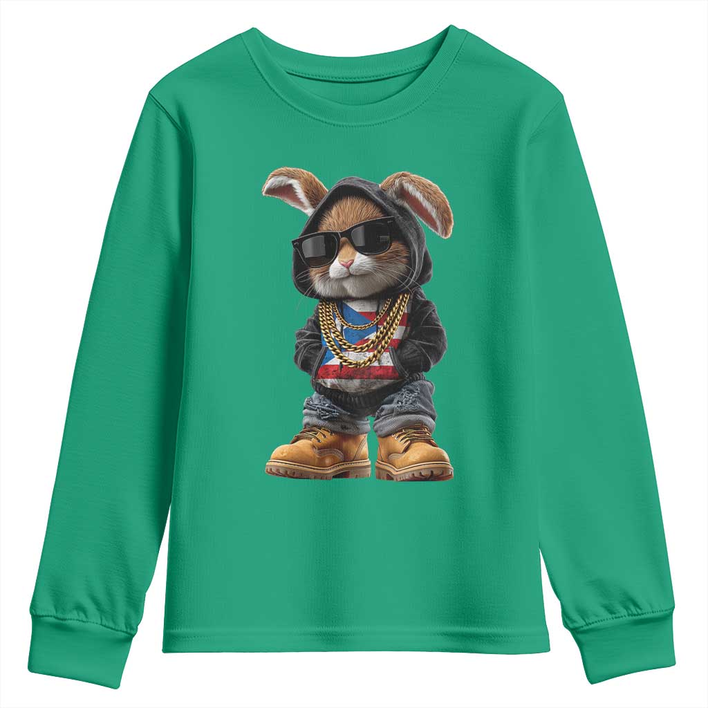 Bunny Puerto Rican Flag Youth Sweatshirt Puerto Rican Taino Boricua Vibes