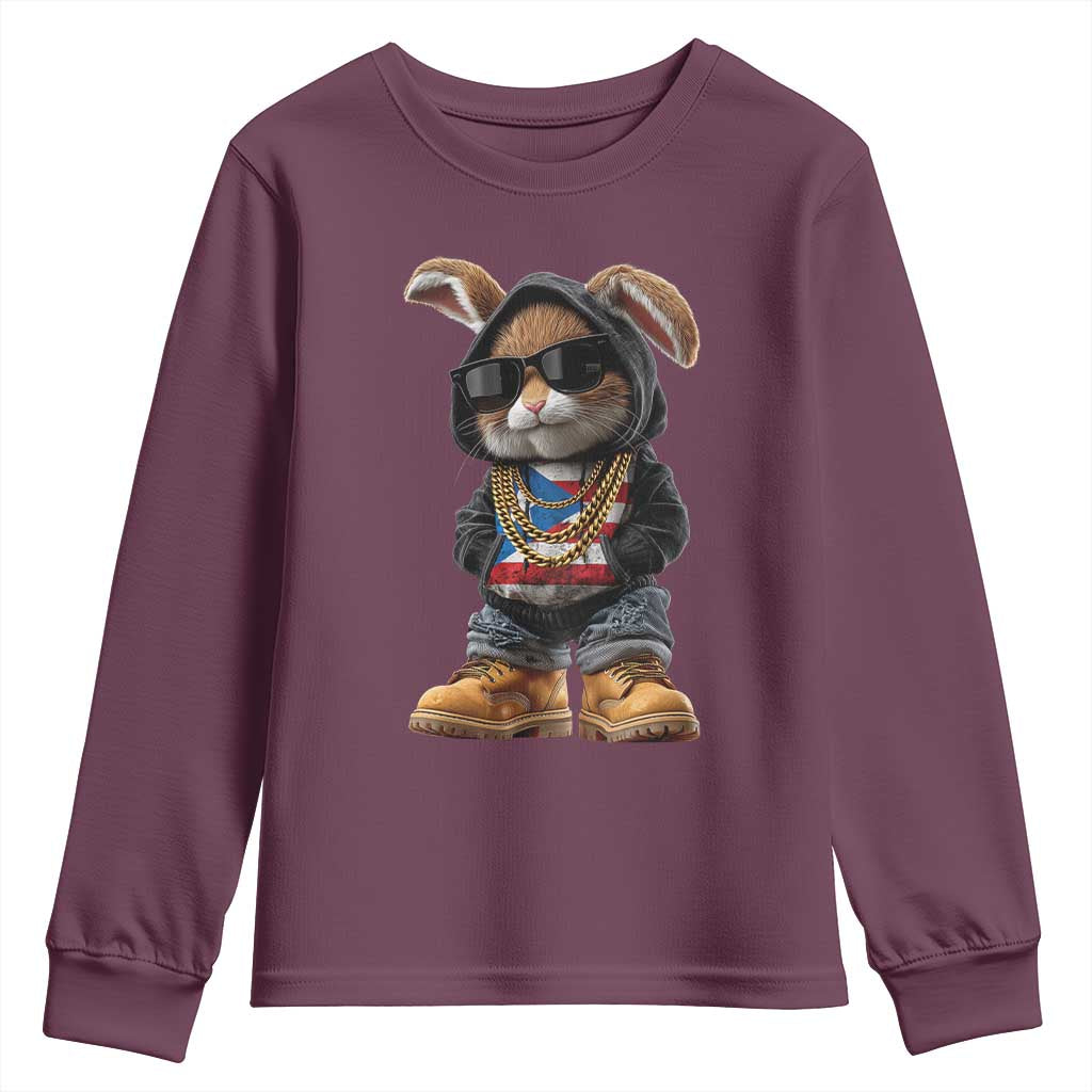 Bunny Puerto Rican Flag Youth Sweatshirt Puerto Rican Taino Boricua Vibes