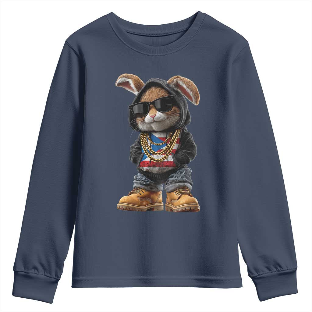 Bunny Puerto Rican Flag Youth Sweatshirt Puerto Rican Taino Boricua Vibes
