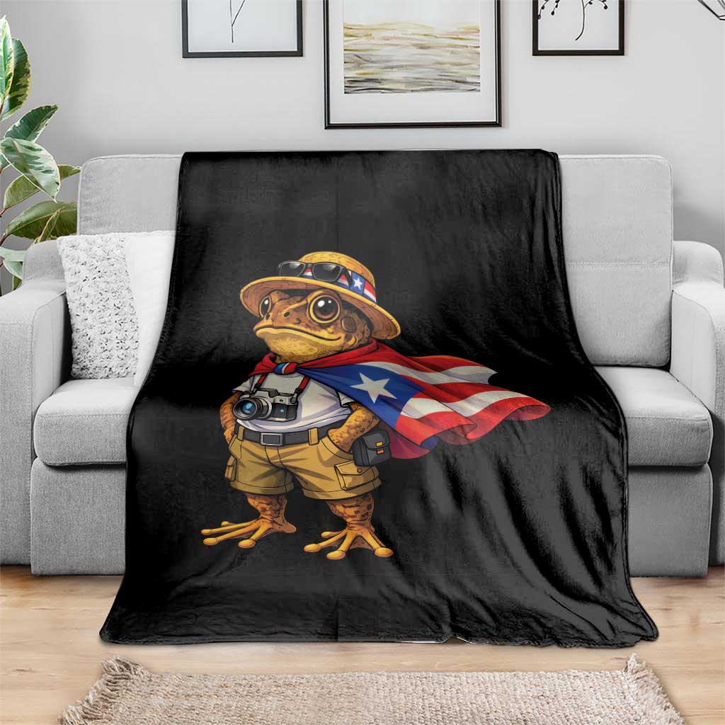 Coqui Frog Puerto Rico Flag Throw Blanket Puerto Rican Taino Boricua Vibes