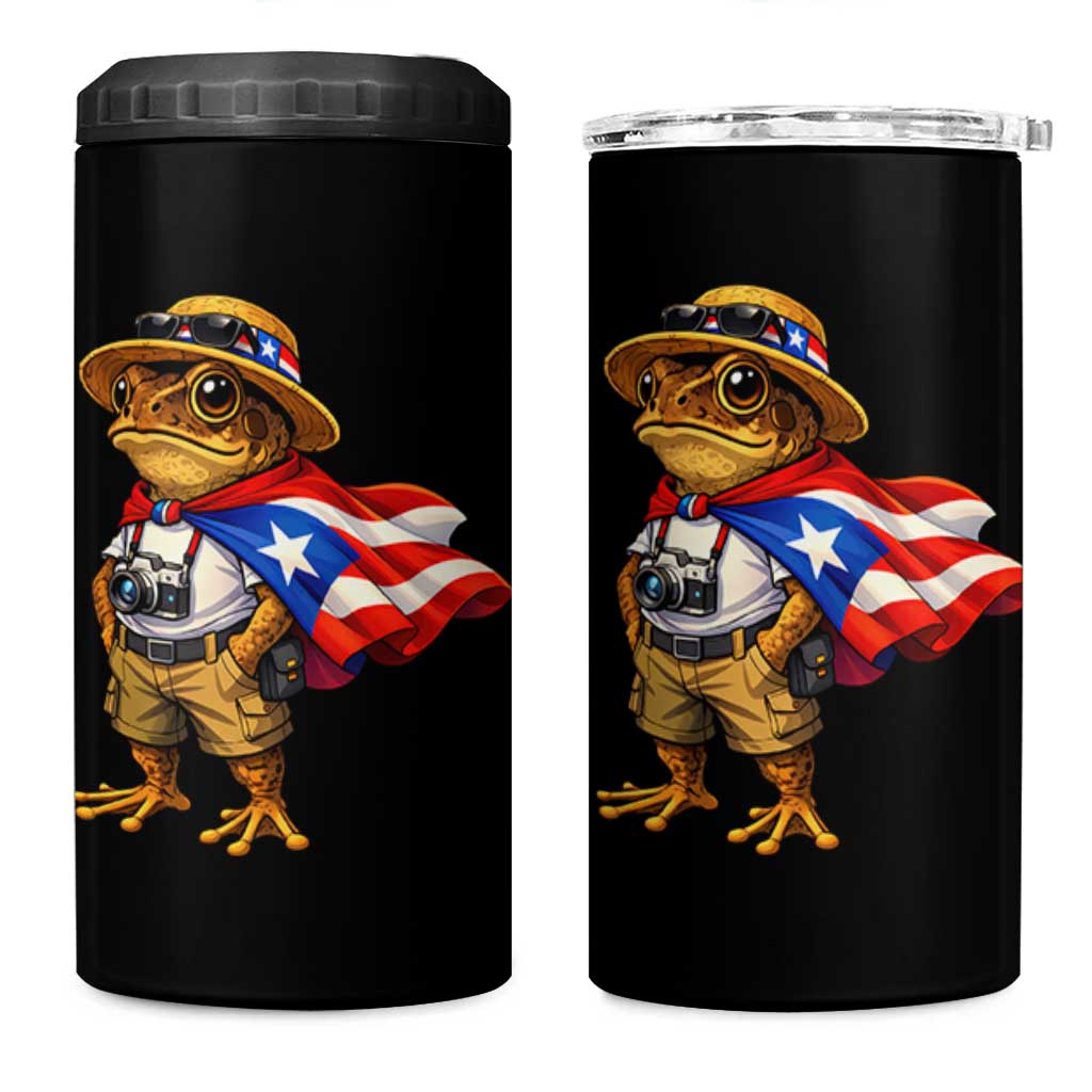 Coqui Frog Puerto Rico Flag 4 in 1 Can Cooler Tumbler Puerto Rican Taino Boricua Vibes