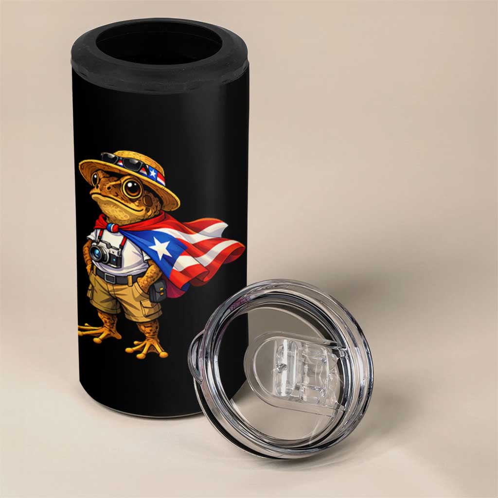 Coqui Frog Puerto Rico Flag 4 in 1 Can Cooler Tumbler Puerto Rican Taino Boricua Vibes