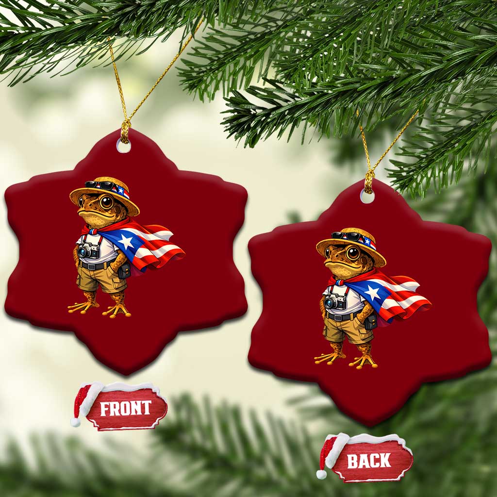 Coqui Frog Puerto Rico Flag Ceramic Ornament Puerto Rican Taino Boricua Vibes