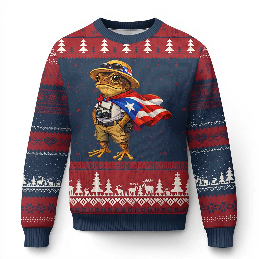 Coqui Frog Puerto Rico Flag Ugly Christmas Sweater Puerto Rican Taino Boricua Vibes