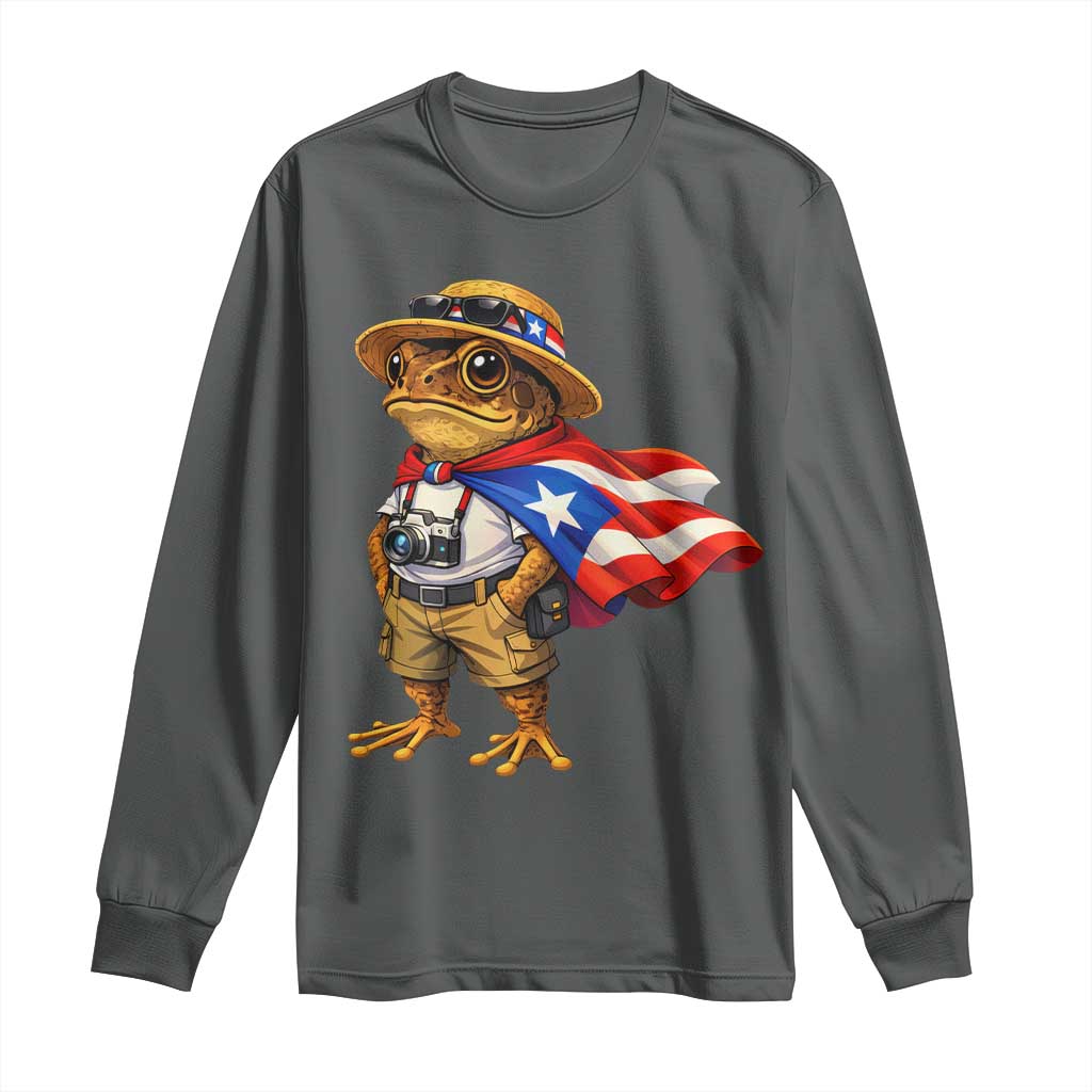 Coqui Frog Puerto Rico Flag Long Sleeve Shirt Puerto Rican Taino Boricua Vibes