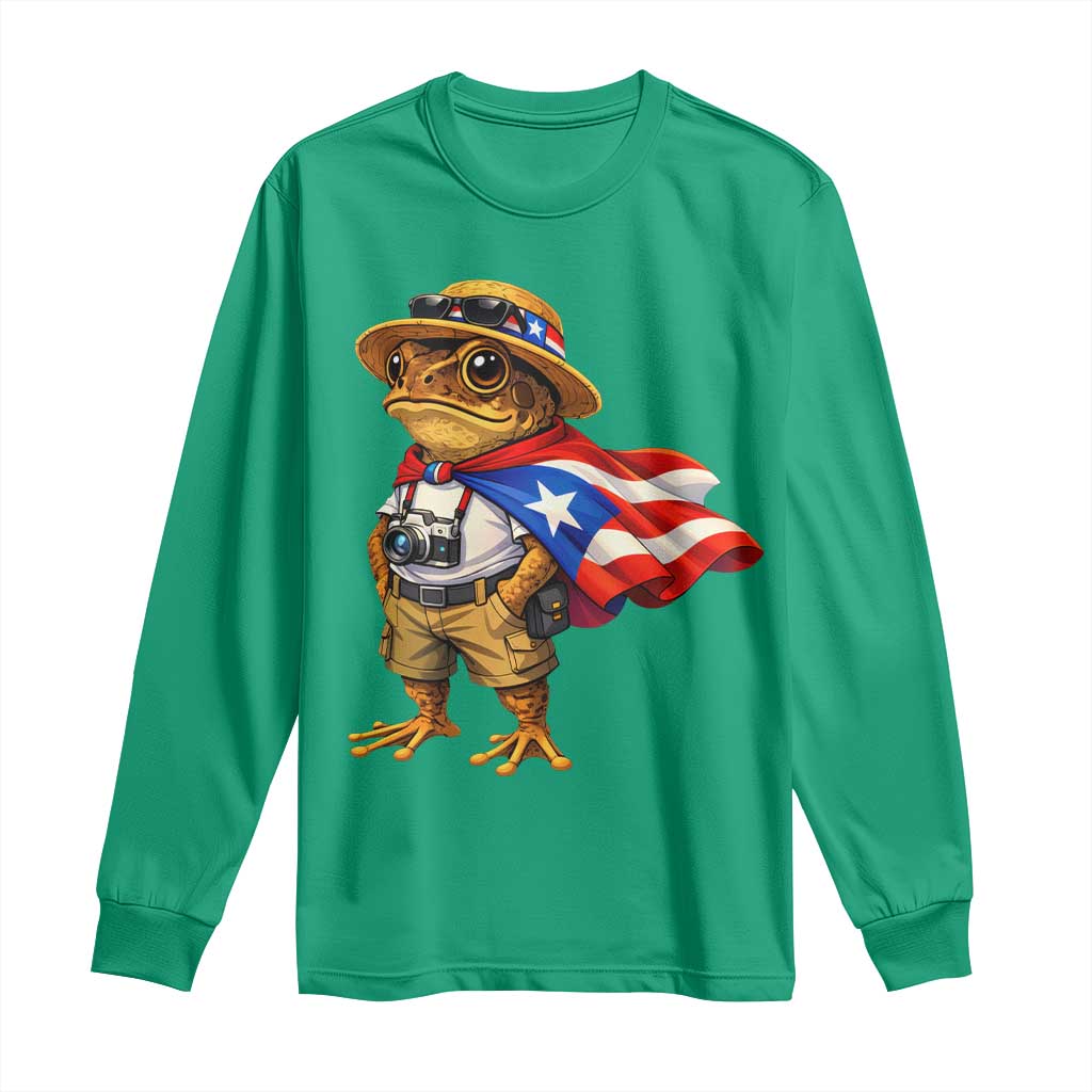 Coqui Frog Puerto Rico Flag Long Sleeve Shirt Puerto Rican Taino Boricua Vibes