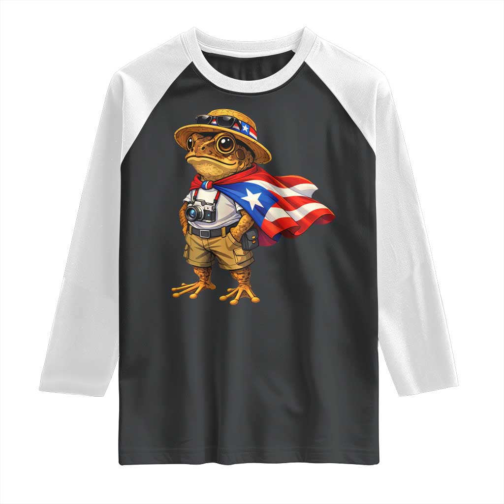 Coqui Frog Puerto Rico Flag Raglan Shirt Puerto Rican Taino Boricua Vibes