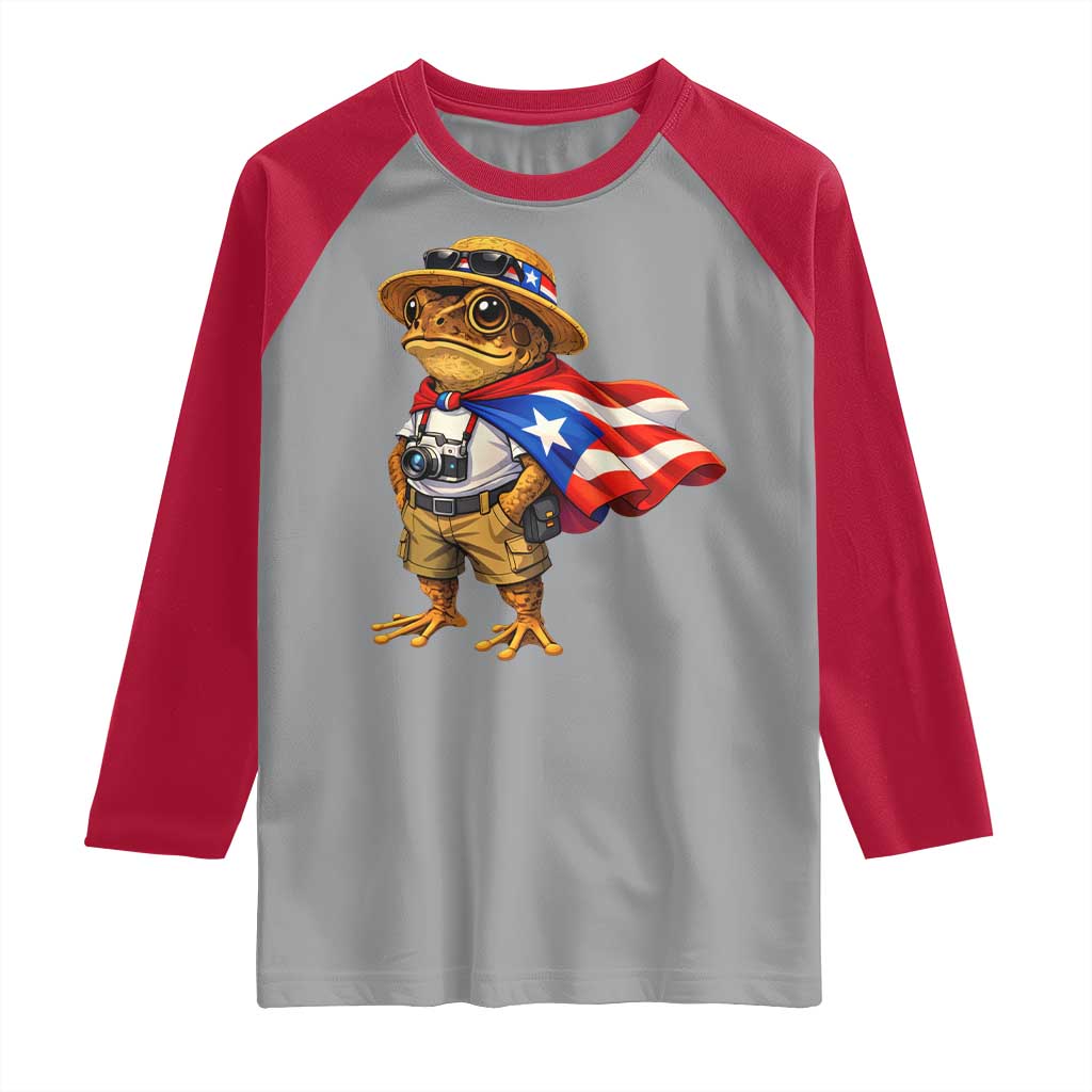 Coqui Frog Puerto Rico Flag Raglan Shirt Puerto Rican Taino Boricua Vibes