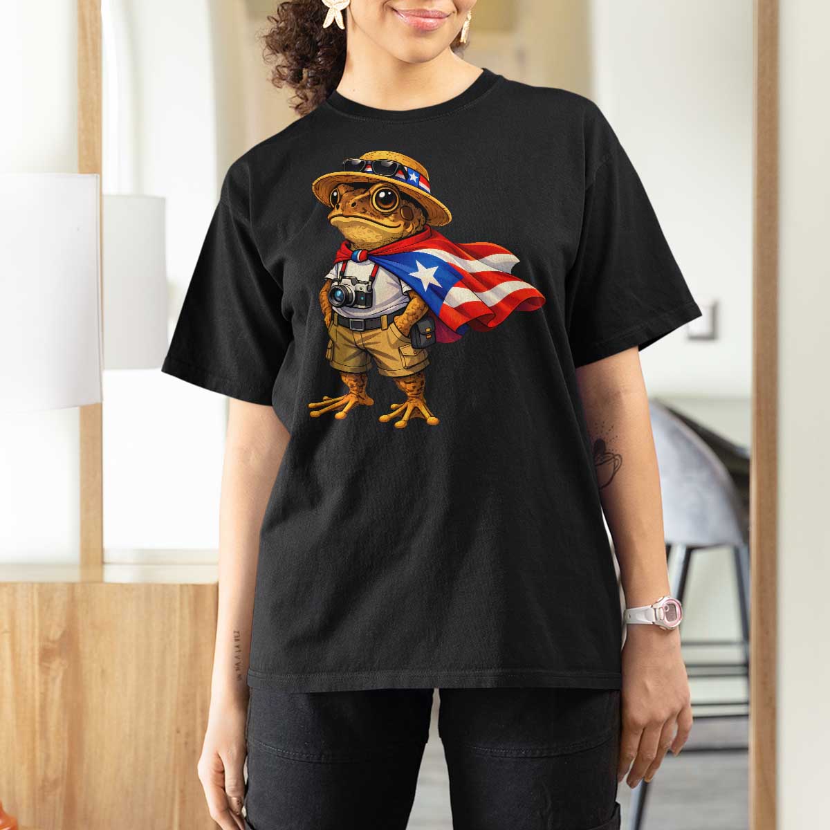 Coqui Frog Puerto Rico Flag T Shirt For Women Puerto Rican Taino Boricua Vibes