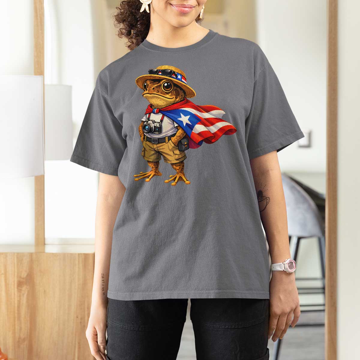 Coqui Frog Puerto Rico Flag T Shirt For Women Puerto Rican Taino Boricua Vibes