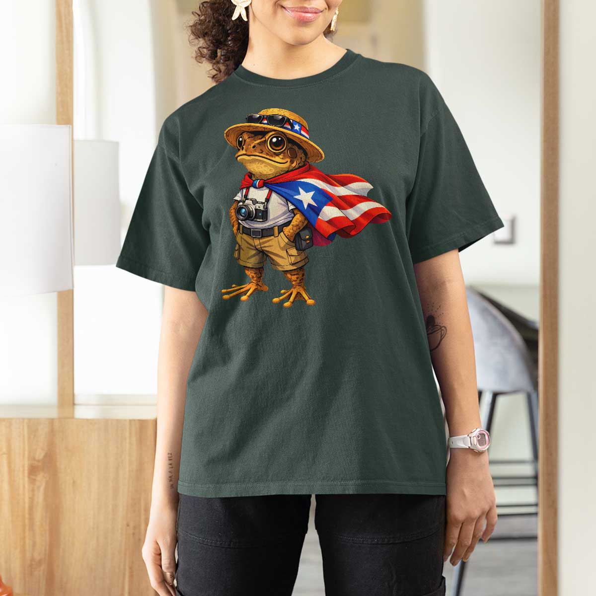 Coqui Frog Puerto Rico Flag T Shirt For Women Puerto Rican Taino Boricua Vibes