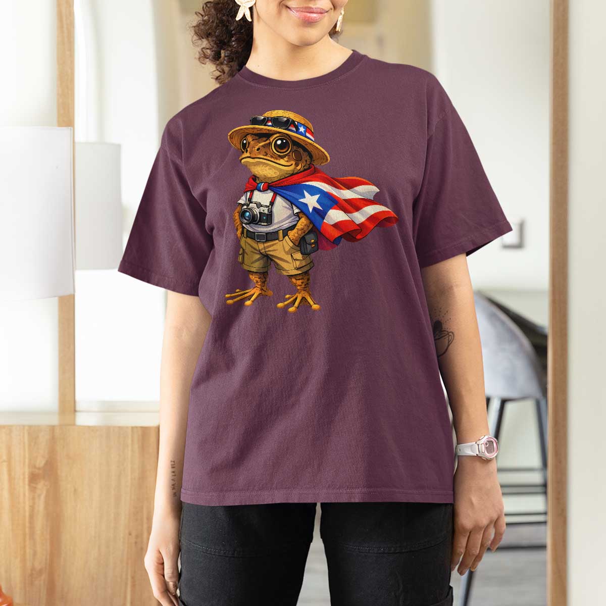 Coqui Frog Puerto Rico Flag T Shirt For Women Puerto Rican Taino Boricua Vibes
