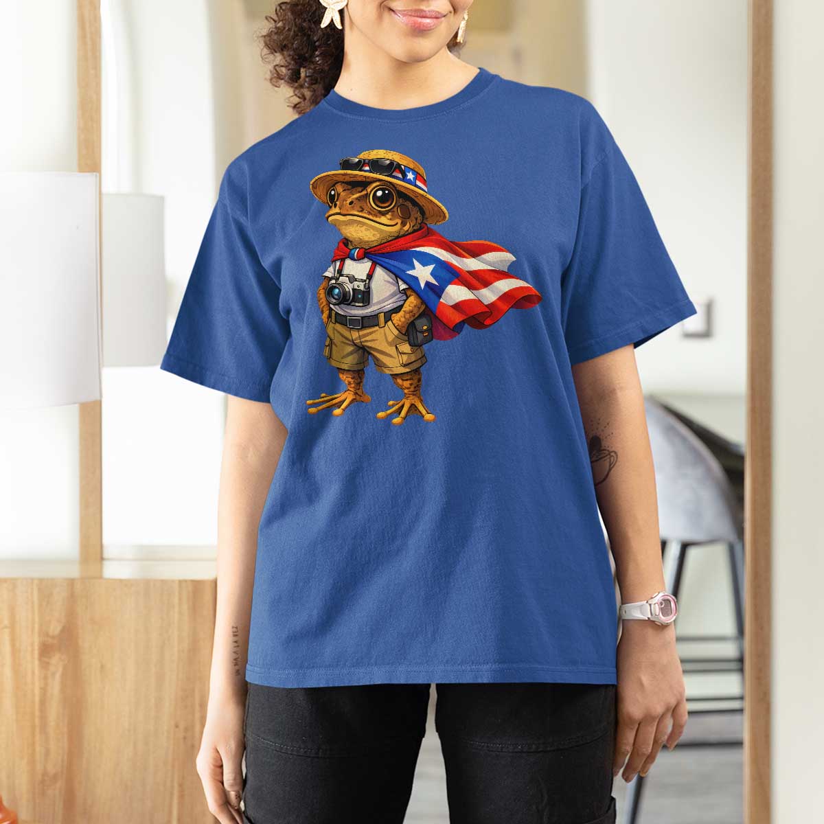 Coqui Frog Puerto Rico Flag T Shirt For Women Puerto Rican Taino Boricua Vibes