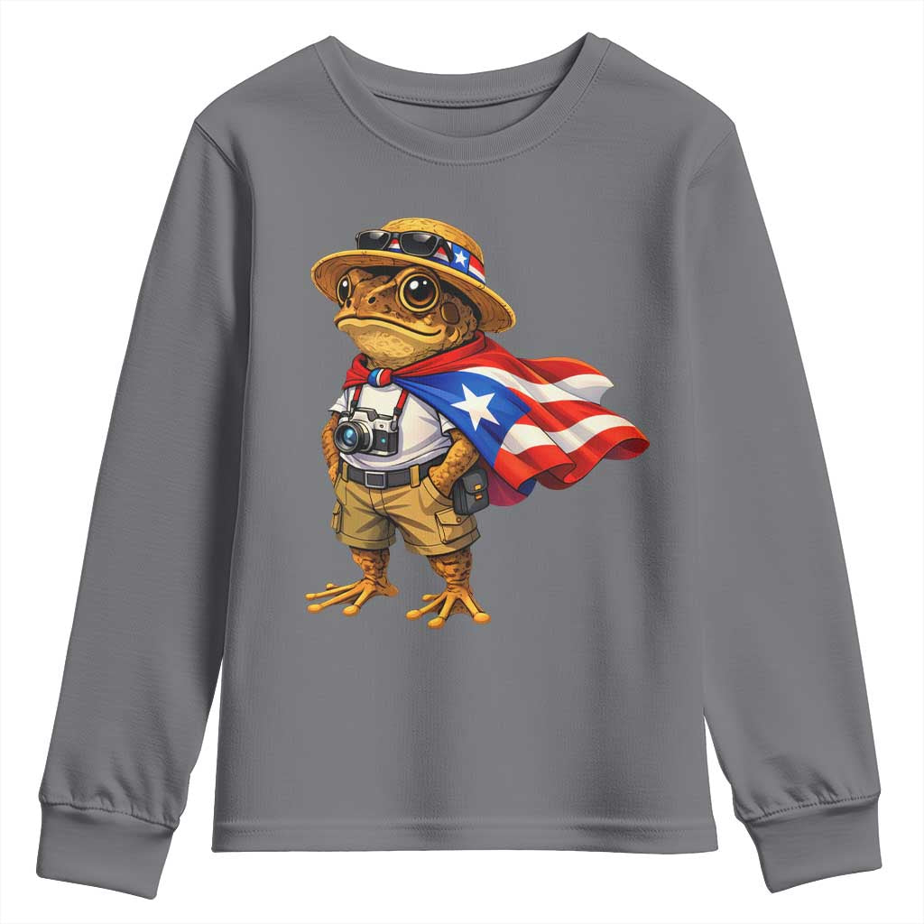 Coqui Frog Puerto Rico Flag Youth Sweatshirt Puerto Rican Taino Boricua Vibes