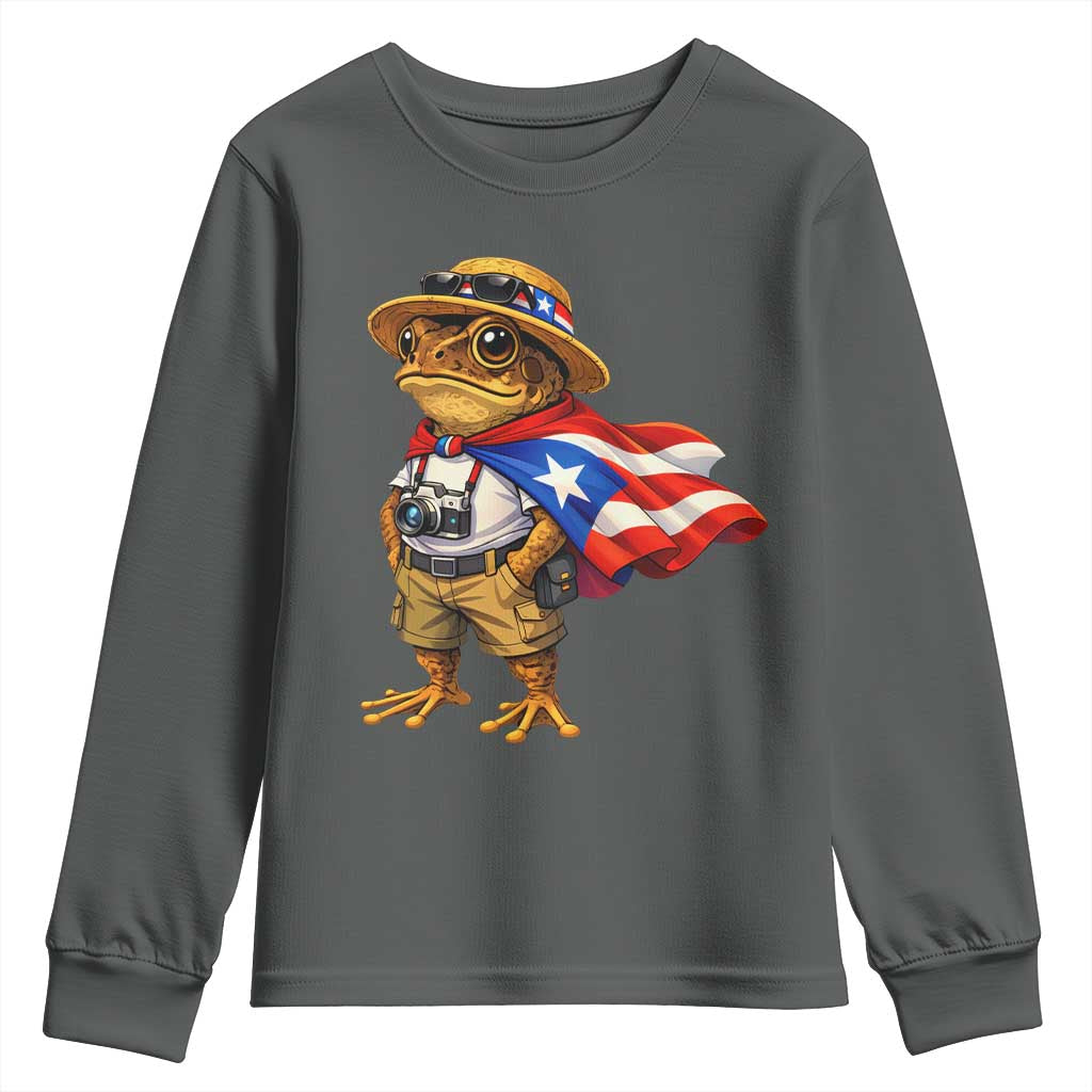 Coqui Frog Puerto Rico Flag Youth Sweatshirt Puerto Rican Taino Boricua Vibes