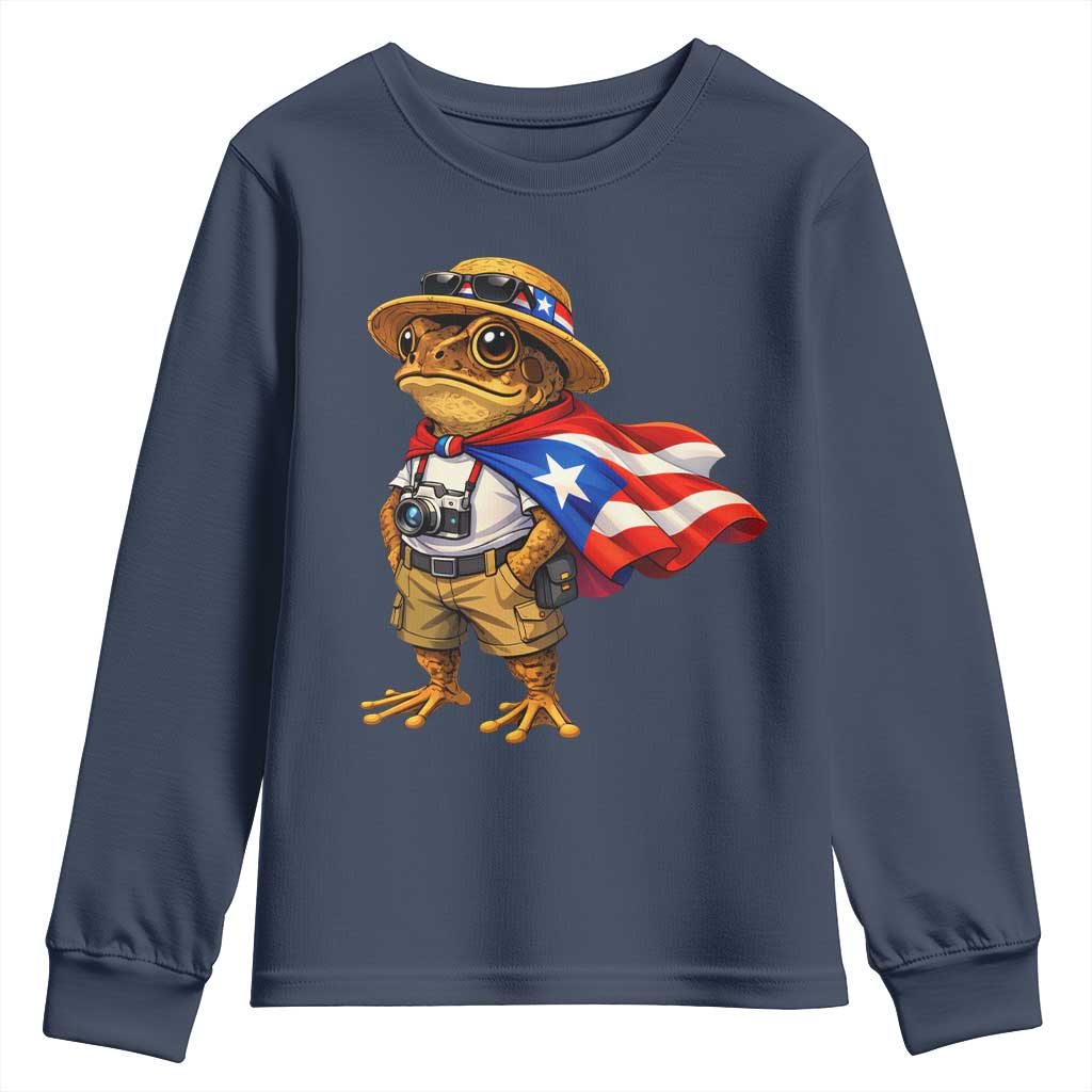 Coqui Frog Puerto Rico Flag Youth Sweatshirt Puerto Rican Taino Boricua Vibes