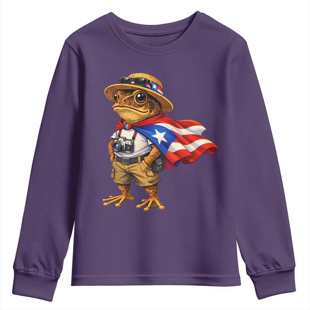 Coqui Frog Puerto Rico Flag Youth Sweatshirt Puerto Rican Taino Boricua Vibes
