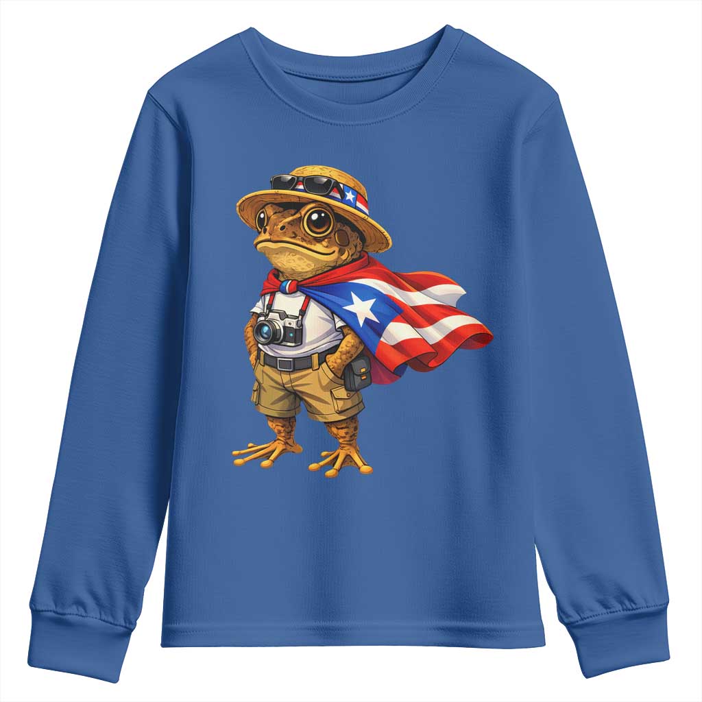 Coqui Frog Puerto Rico Flag Youth Sweatshirt Puerto Rican Taino Boricua Vibes