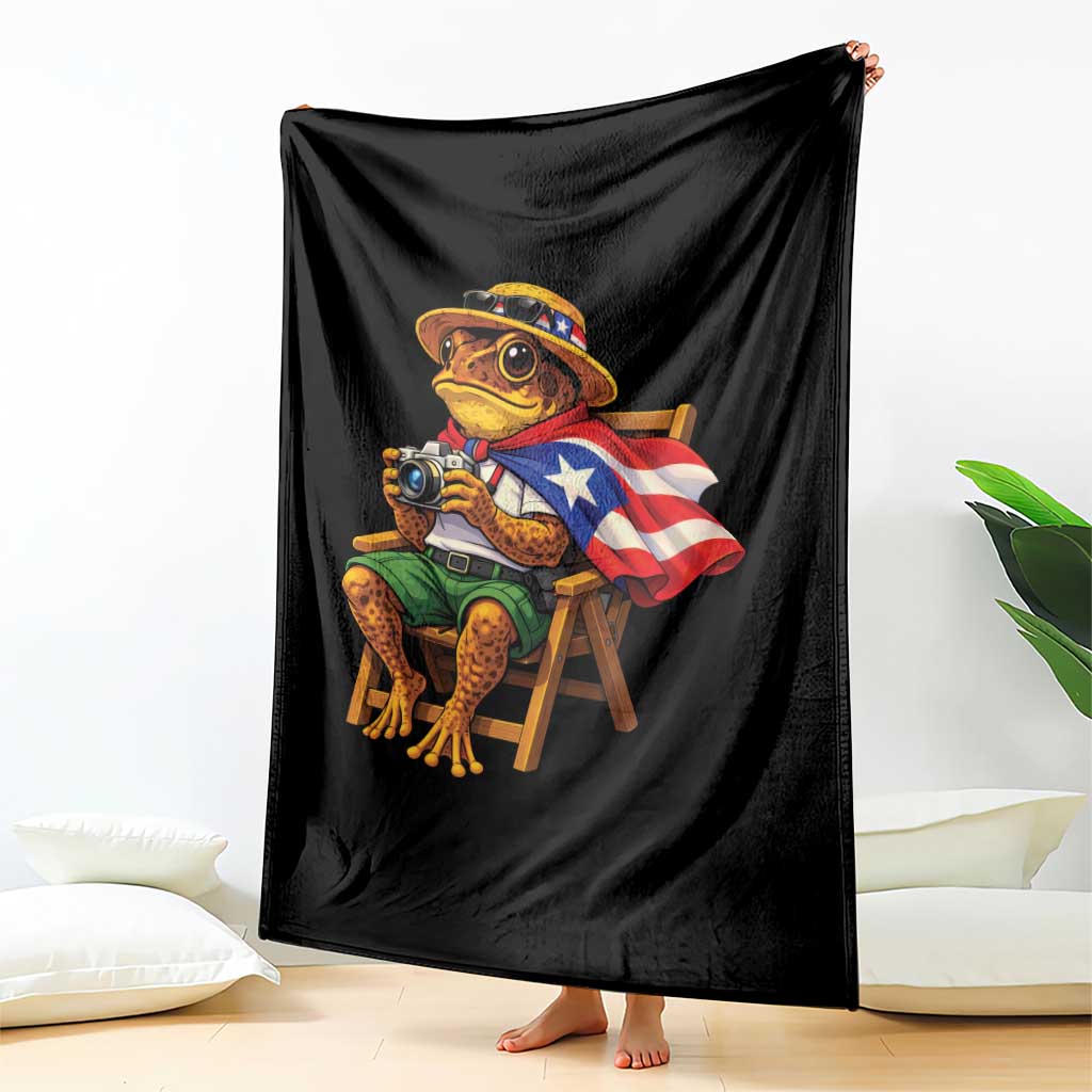 Funny Coqui Frog Puerto Rico Flag Throw Blanket Puerto Rican Taino Boricua Hispanic