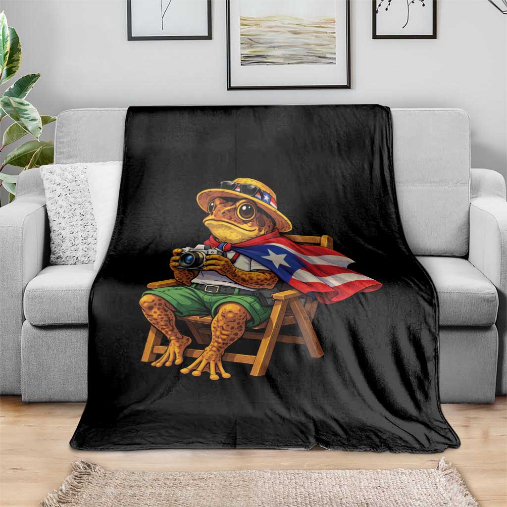Funny Coqui Frog Puerto Rico Flag Throw Blanket Puerto Rican Taino Boricua Hispanic
