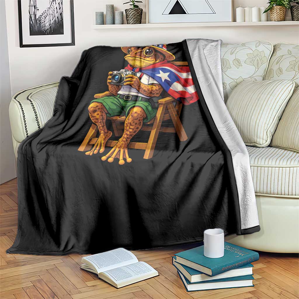 Funny Coqui Frog Puerto Rico Flag Throw Blanket Puerto Rican Taino Boricua Hispanic