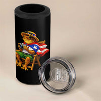 Funny Coqui Frog Puerto Rico Flag 4 in 1 Can Cooler Tumbler Puerto Rican Taino Boricua Hispanic