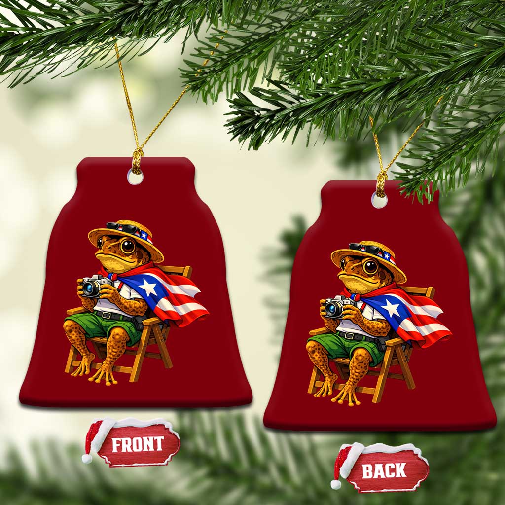 Funny Coqui Frog Puerto Rico Flag Ceramic Ornament Puerto Rican Taino Boricua Hispanic