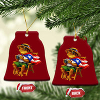 Funny Coqui Frog Puerto Rico Flag Ceramic Ornament Puerto Rican Taino Boricua Hispanic