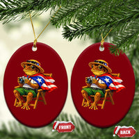 Funny Coqui Frog Puerto Rico Flag Ceramic Ornament Puerto Rican Taino Boricua Hispanic