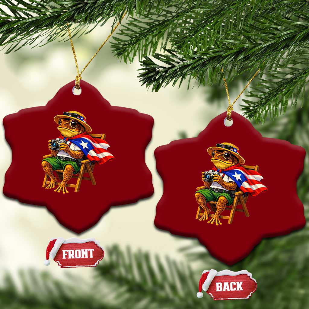 Funny Coqui Frog Puerto Rico Flag Ceramic Ornament Puerto Rican Taino Boricua Hispanic